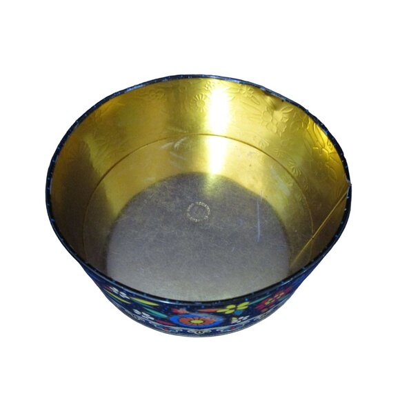 Daher Cloisonne Style 1970s Vintage Hand Painted Floral Biscuit Tin with Lid GUC - Picture 9 of 14